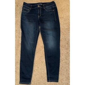 Maurices Stretch Dark Wash Denim Jeans Women Size 14W‎ Long Skinny Fit